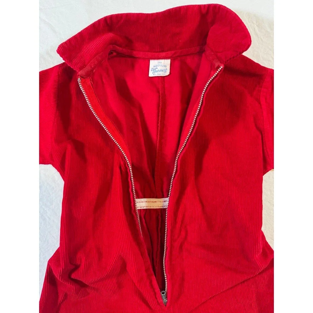 Vintage THOMAS red baby romper, Corduroy jumpsuit, assume 9 months Deadstock